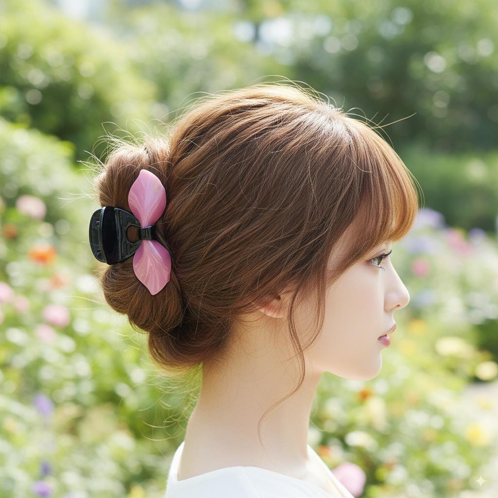 Romance Ribbon Updo Hair Claw Clip (4.0 Inch) / Elegance French Hair Pin / Hair Barrette for Woman