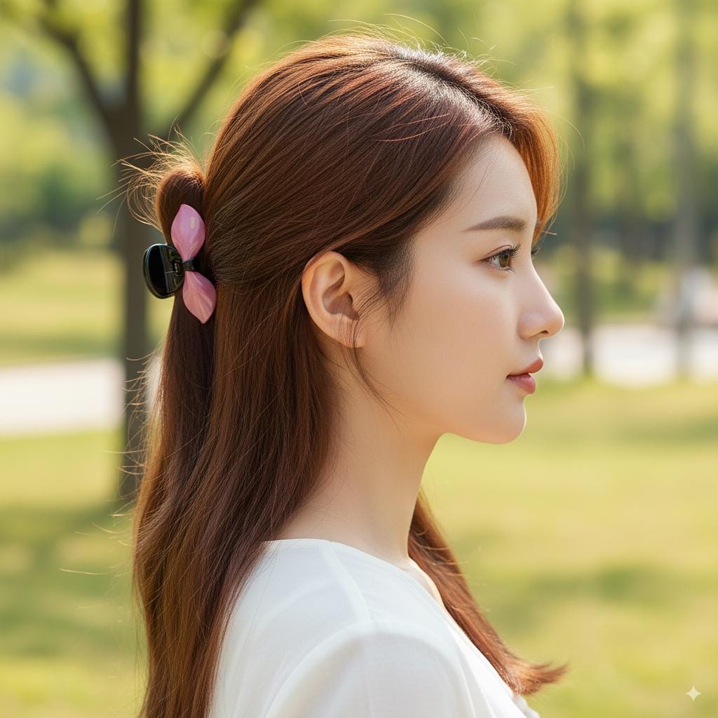 Romance Ribbon Half-Up Hair Claw Clip (3.2 Inch) / Elegance French Hair Pin / Hair Barrette for Woman