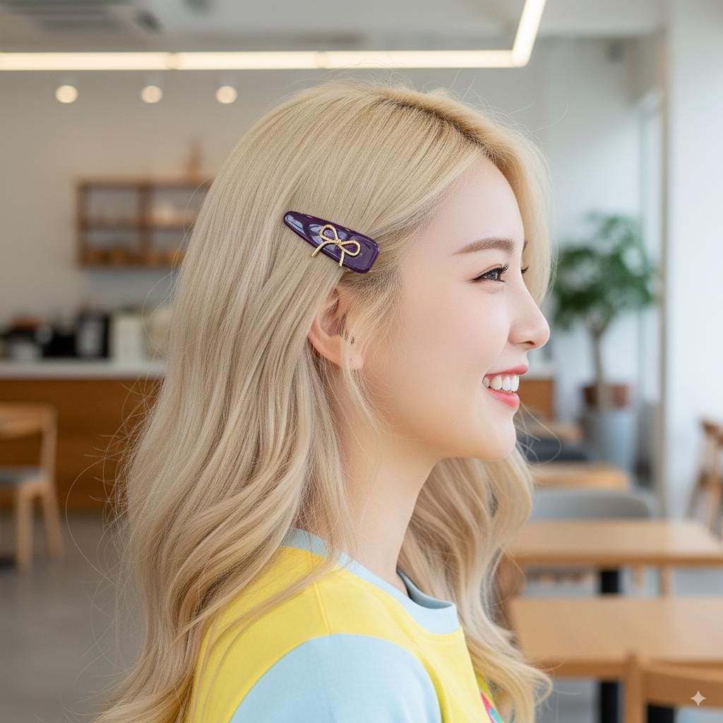 Gold Ribbon Triangle Mini Hair Claw Clip (2.2 Inch) / Tortoise Shell Frech Pin / Alligator Hair Clip for Woman