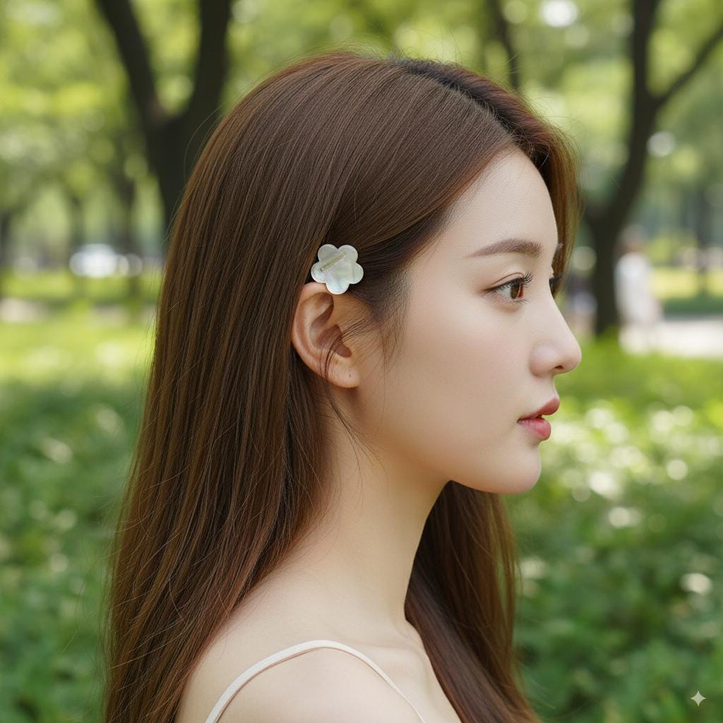 Leopard Marble Modern Flower Mini Hair Clip / Tortoise Shell Small French Pin / Hair Barrette for Woman / Metal Hair Clip