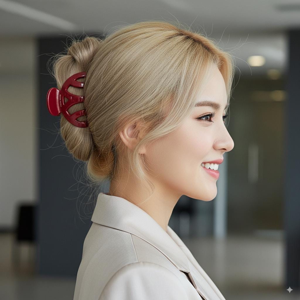 Medium Crescent Bridge Half-Updo Hair Claw Clip (3.1 Inch) / Hair Barrette for Woman