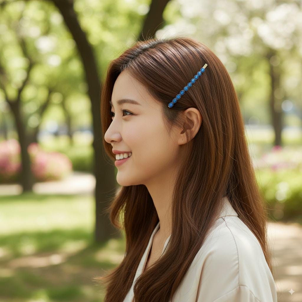 Formica Thin Long Hair Pin (3.2 Inch ) / Diamond Cut Formica Stone Decorated Bobby Pin / Vintage Hair Accessory for Woman