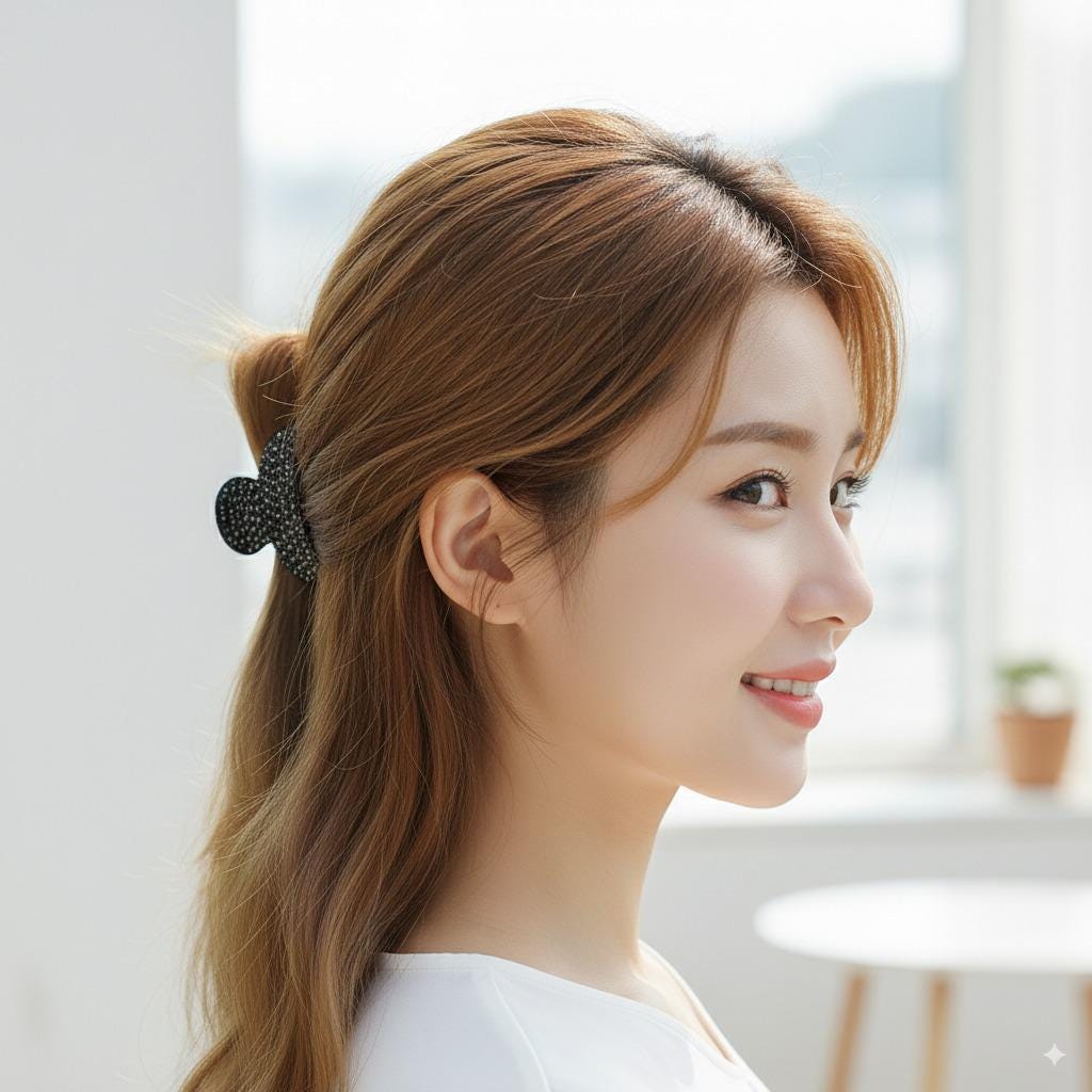 Luxurious Half Moon Hair Claw Clip with Cubic (1.8 Inch) / Tortoise Shell Small French Hair Pin / Bridal Hair Accessory for Woman