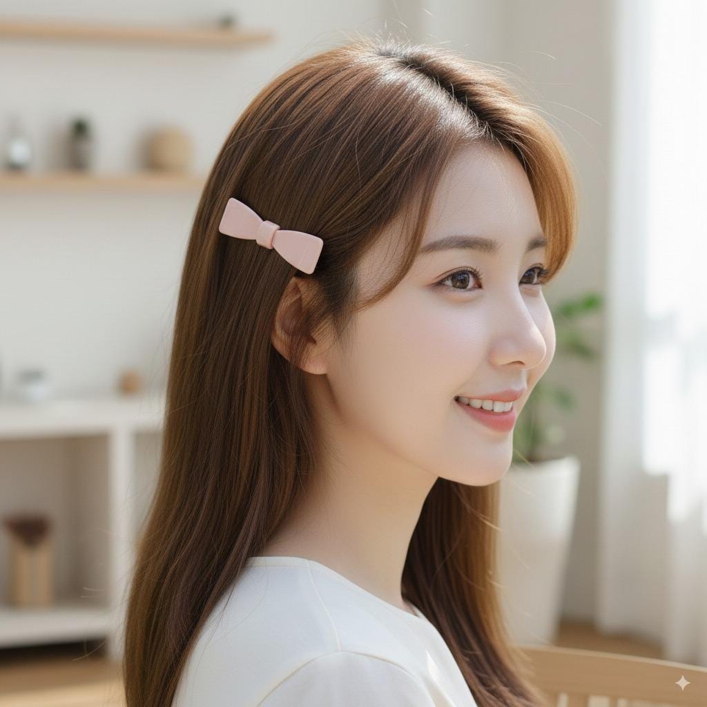 Leopard Glossy Cute Ribbon Mini Hair Barrette / Small French Hair Pin / Hair Accessory for Woman / Automatic Hair Clip