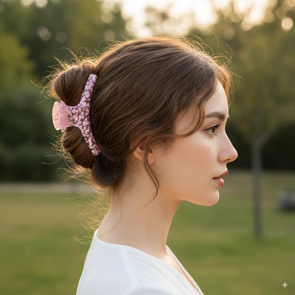 Tropical Straight Curve Updo Hair Claw Clip (4.7 Inch) / Elegance French Hair Pin / Hair Barrette for Woman
