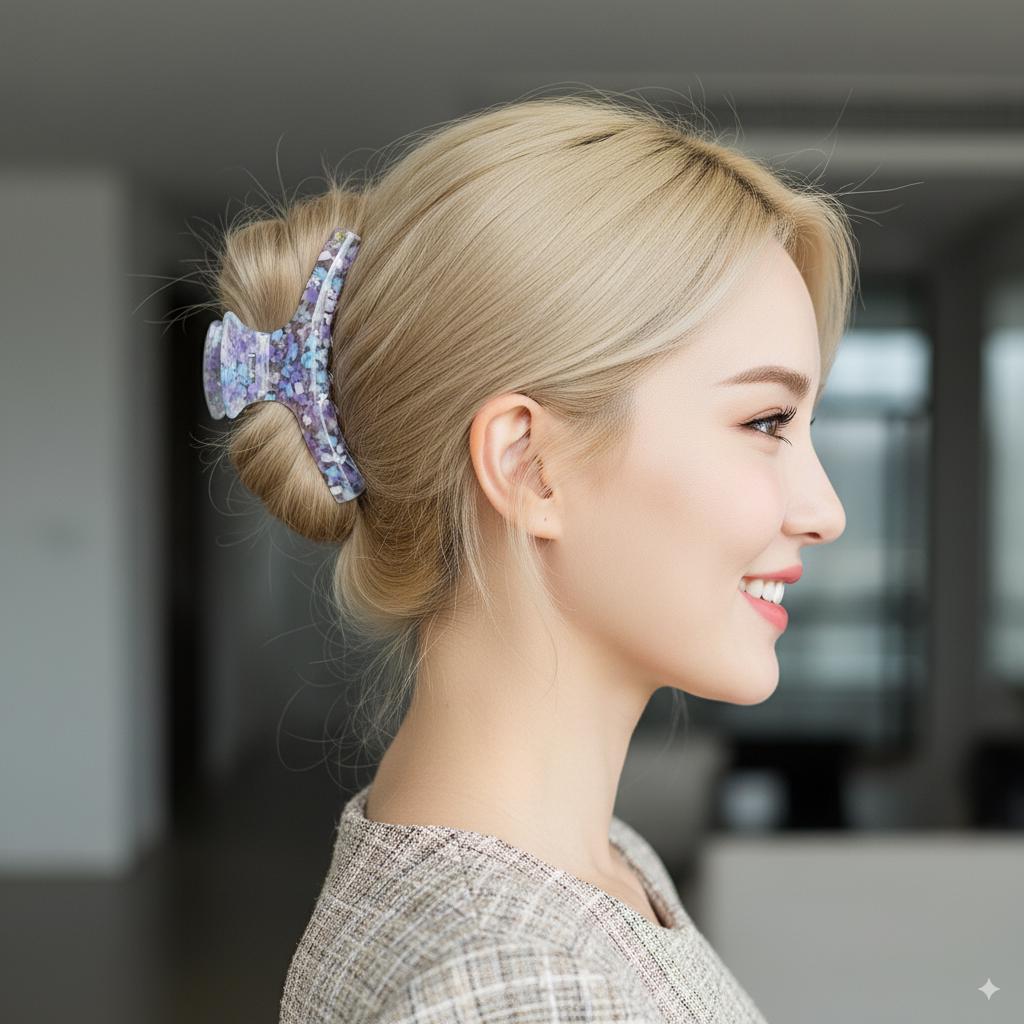 Tropical Straight Curve Updo Hair Claw Clip (4.7 Inch) / Elegance French Hair Pin / Hair Barrette for Woman