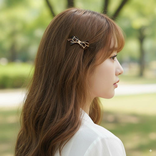 Laurence Annie Ribbon Small Bobby Pin (1.7 Inch) / Luxurious French Hair Pin / Hair Accessory for Woman / Mini Hair Clips