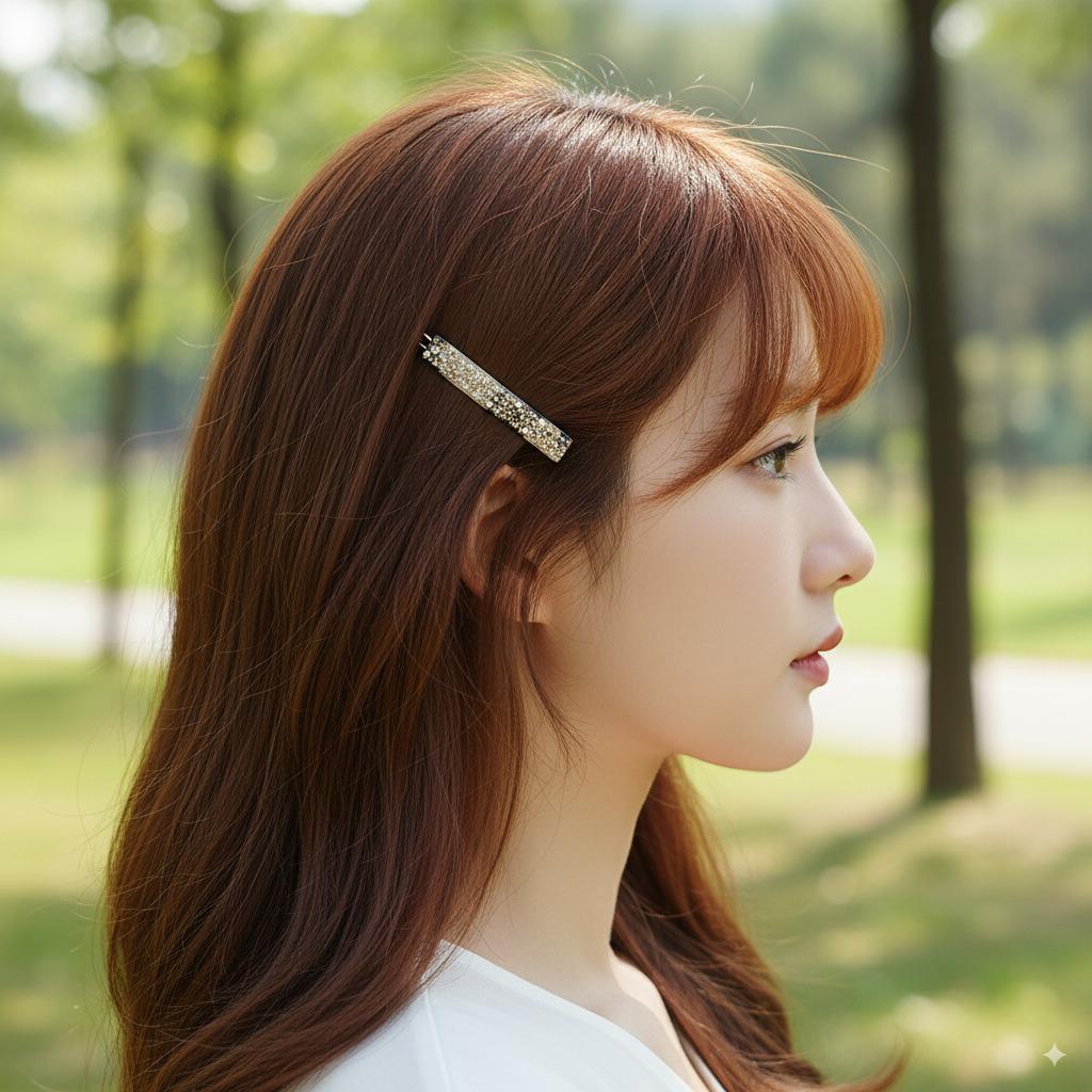 Black Short Square Bobby Pin with Cubic (2.0 Inch) / Cute French Hair Pin / Hair Accessory for Woman / Bow Barrette for Thin Hair