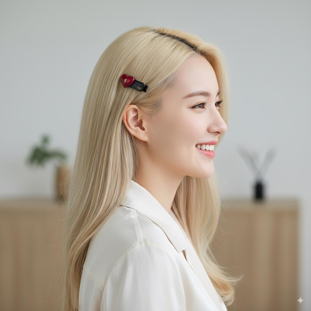 Luxurious Metal Logo Heart Mini Hair Claw Clip Side Claw (1.8 Inch) / Vivid Color French Pin / Alligator Hair Clip for Woman