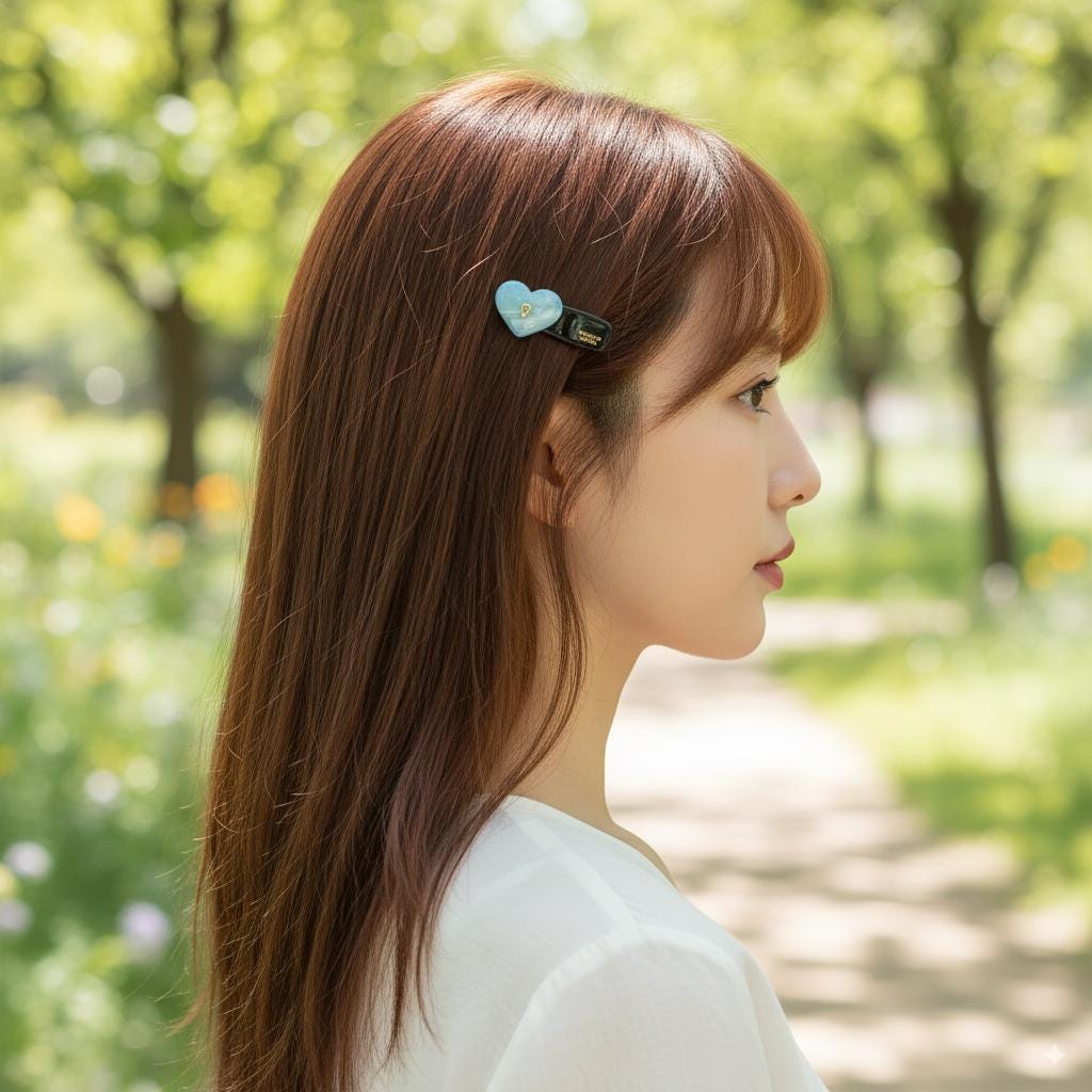 Luxurious Metal Logo Heart Mini Hair Claw Clip Side Claw (1.8 Inch) / Vivid Color French Pin / Alligator Hair Clip for Woman