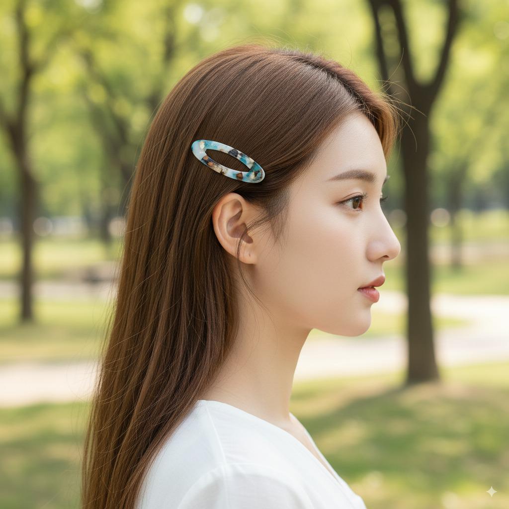 Tortoise Shell Acetate Mini Snap Clip (5.5cm) | Minimalist Oval Tic Tac Hair Clip for Women | Stocking Stuffer Gift for Her