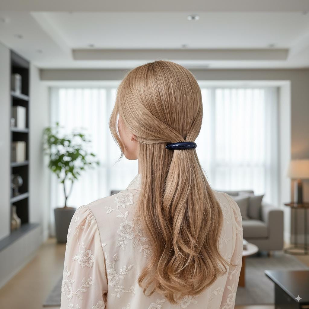 Pure Color Half Moon Banana Half-Up Hair Pin (2.9 Inch) / Tortoise Marble Hair Comb Barrette / French Hair Pin