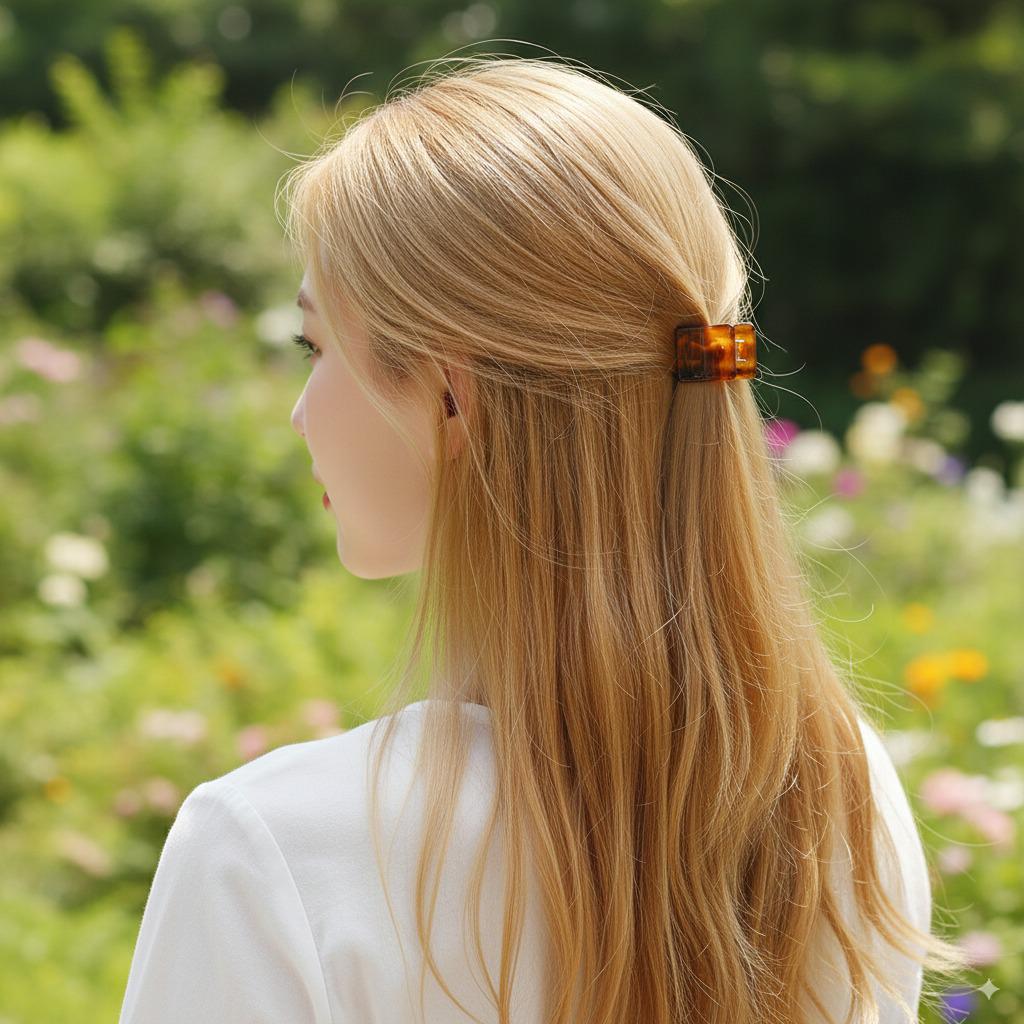 Modern Square Mini Hair Claw Clip / Tortoise Shell Small French Hair Pin / Hair Barrette for Woman / Metal Hair Claw