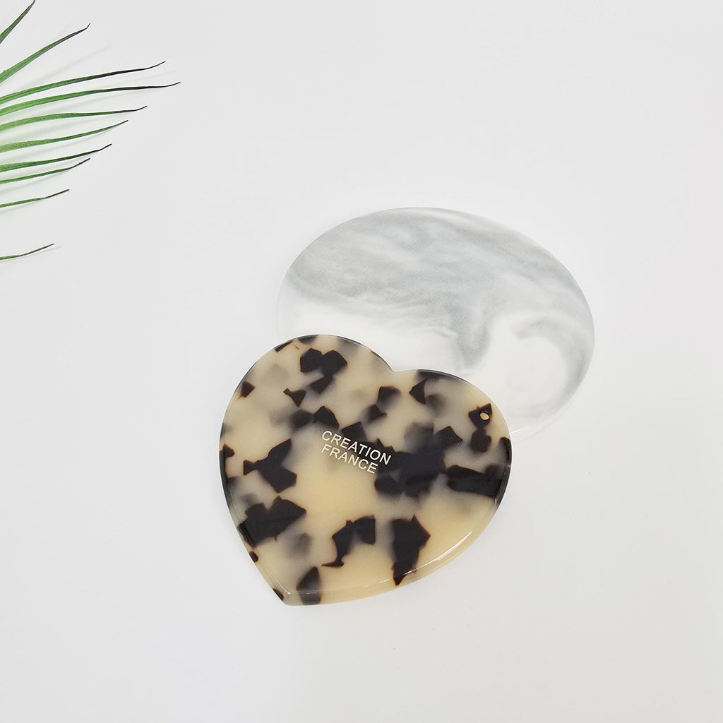 Romantic Heart Mini Portable Hand Mirror Bag Charm Mirroring (3.0 Inch) / Antique Hand Mirror / Hair Accessory for Woman