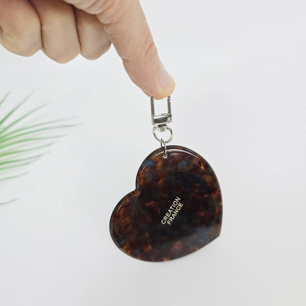 Romantic Heart Mini Portable Hand Mirror Bag Charm Mirroring (3.0 Inch) / Antique Hand Mirror / Hair Accessory for Woman