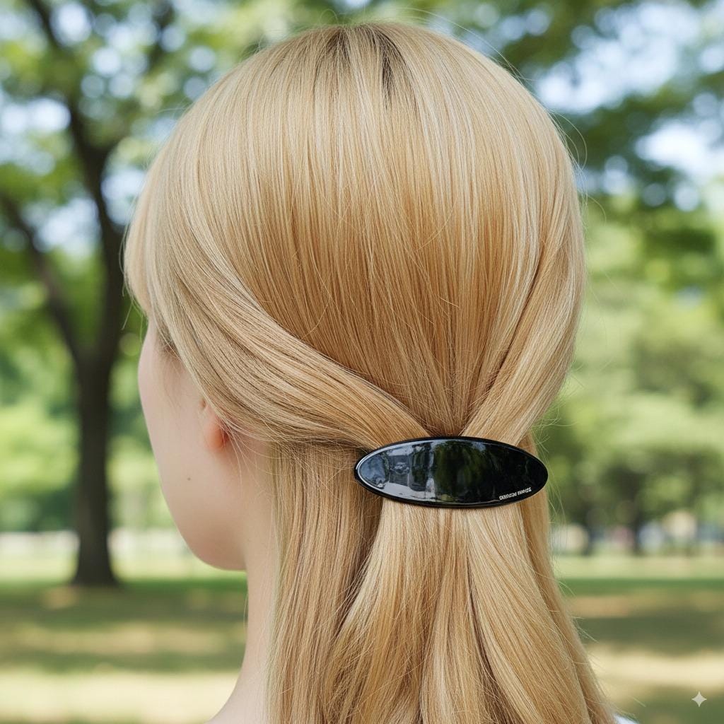 Leopard Oval Flat Hair Barrette (3.5 Inch) / Tortoise Shell French Hair Pin / Hair Accessory for Woman / Automatic Hair Clip
