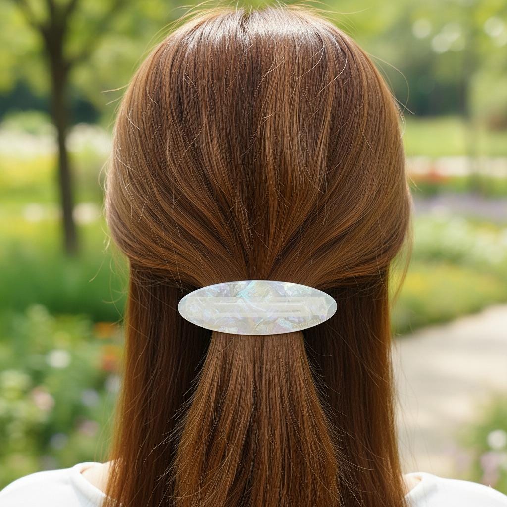Leopard Oval Flat Hair Barrette (3.5 Inch) / Tortoise Shell French Hair Pin / Hair Accessory for Woman / Automatic Hair Clip