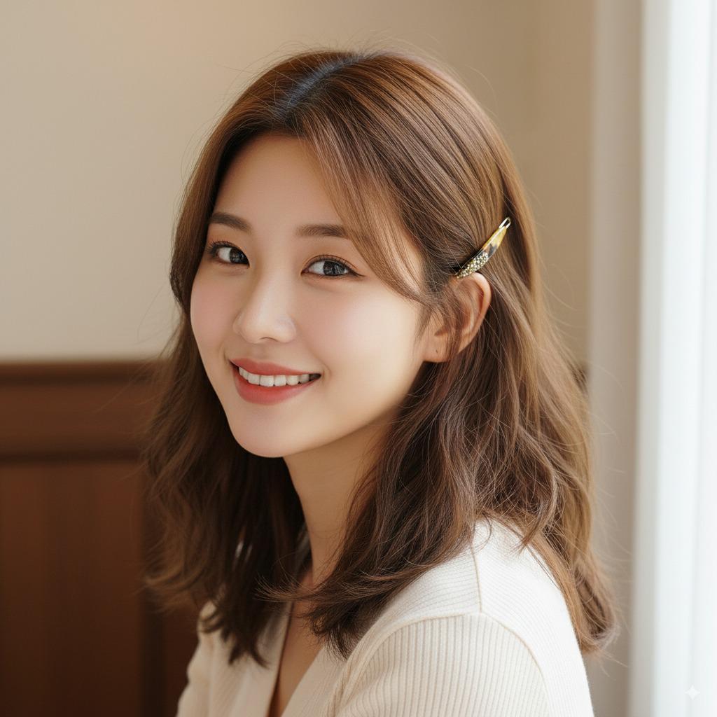 Tortoise Shell Cubic Slim Oval Bobby Pin / Luxurious French Hair Clip Claw / Hair Accessory for Woman / Bow Barrette for Thin Hair