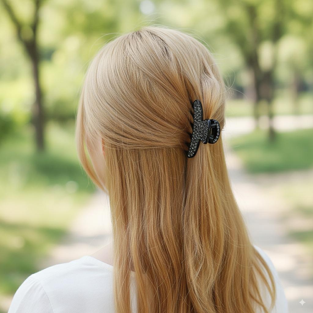 Luxurious French Hair Pin with Cubic / Small Hair Claw Clip / Leopard French Barrette / Hair Accessory for Woman