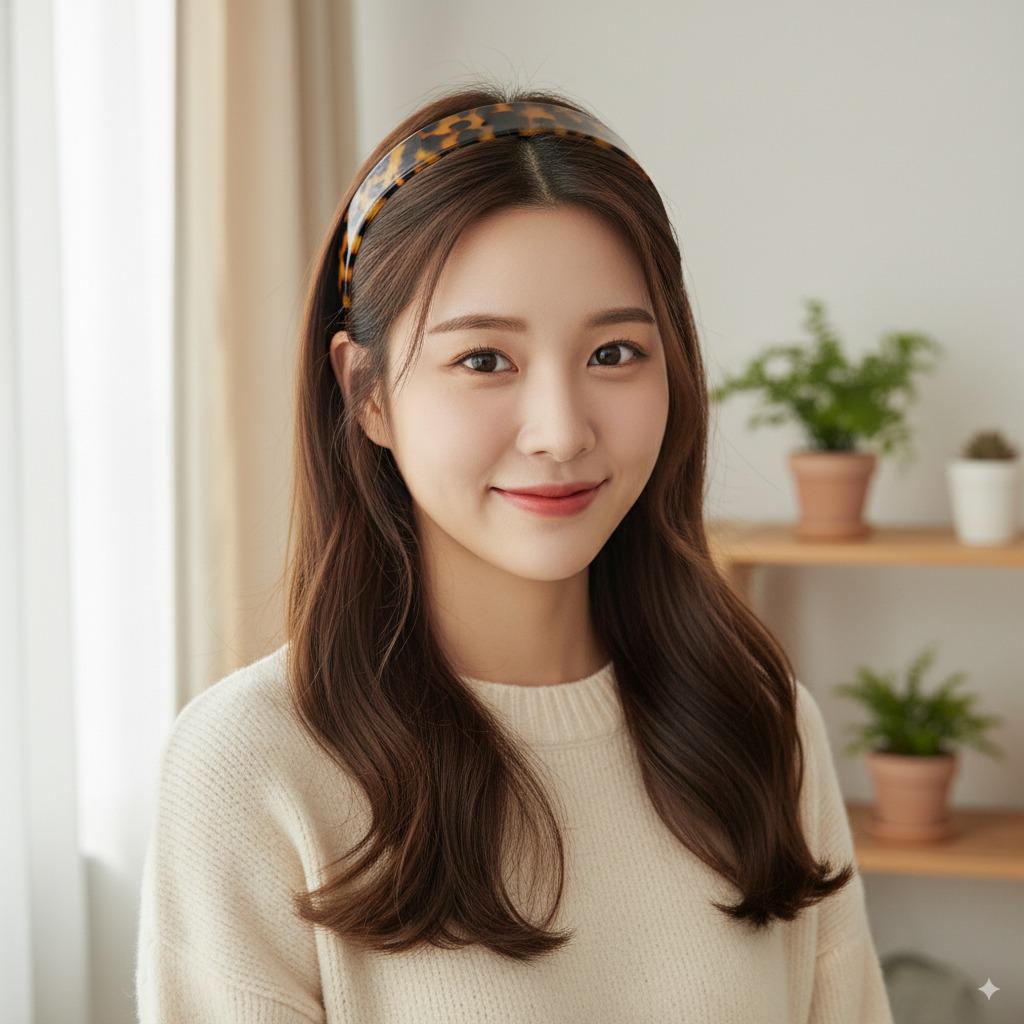 Leopard Marble Wide Headband (1.4 Inch) / Fashionable Tortoise Shell Turban Bandanna / Hair Accessory for Woman