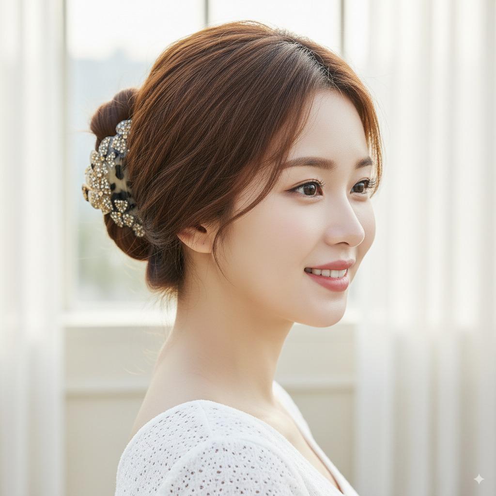 Luxurious Floral Hair Claw Clip with Cubic (4.0 Inch) / Elegance French Hair Pin / Hair Barrette for Woman