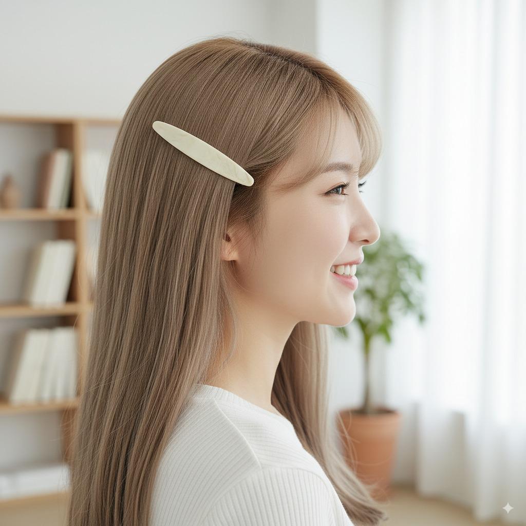 Leopard Marble Long Oval Hair Barrette (3.5 Inch) / Tortoise Shell French Hair Pin / Hair Accessory for Woman / Automatic Hair Clip
