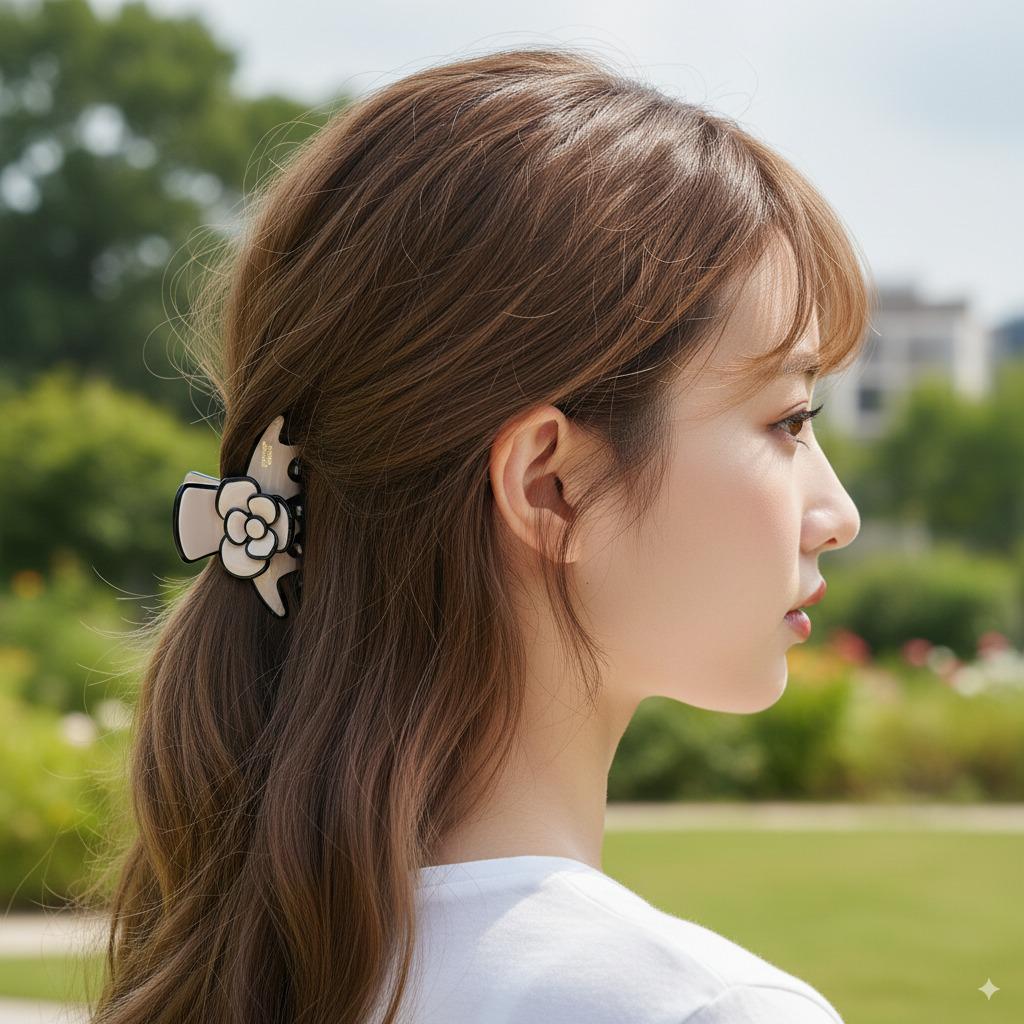 Pastel Color Lovely Camellia Flower Hair Clip (2.6 Inch) / Luxurious French Hair Pin / Hair Accessory for Woman