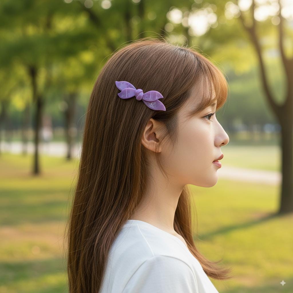 Pure Color Double Wave Ribbon Side Hair Bobby Pin (3.7 Inch) / Tortoise Shell French Hair Pin / Automatic Hair Clip