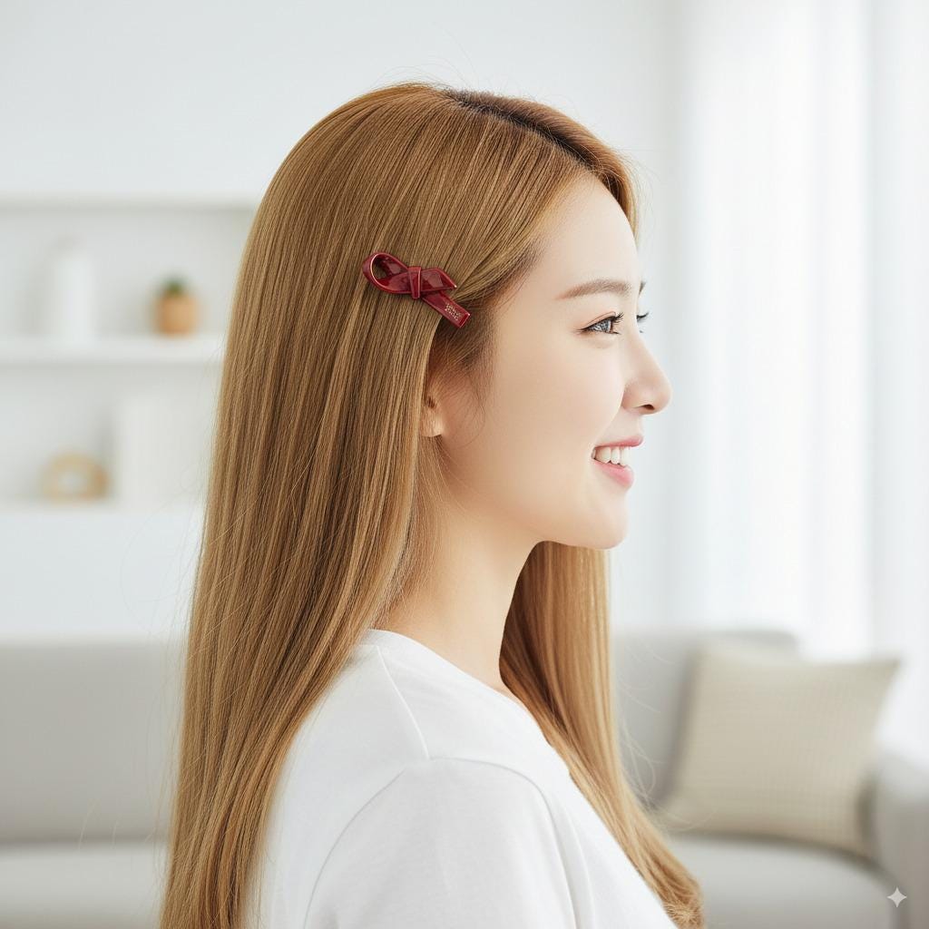 Cute Mini Ribbon Hair Claw Clip (1.8 Inch) / Tortoise Shell French Hair Pin / Hair Accessory for Woman