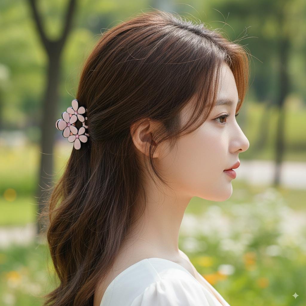 Triple Flower Hair Clips / Luxurious French Hair Pin with Cubic / Hair Accessory for Woman / Pastel Color Mini Claw Clip