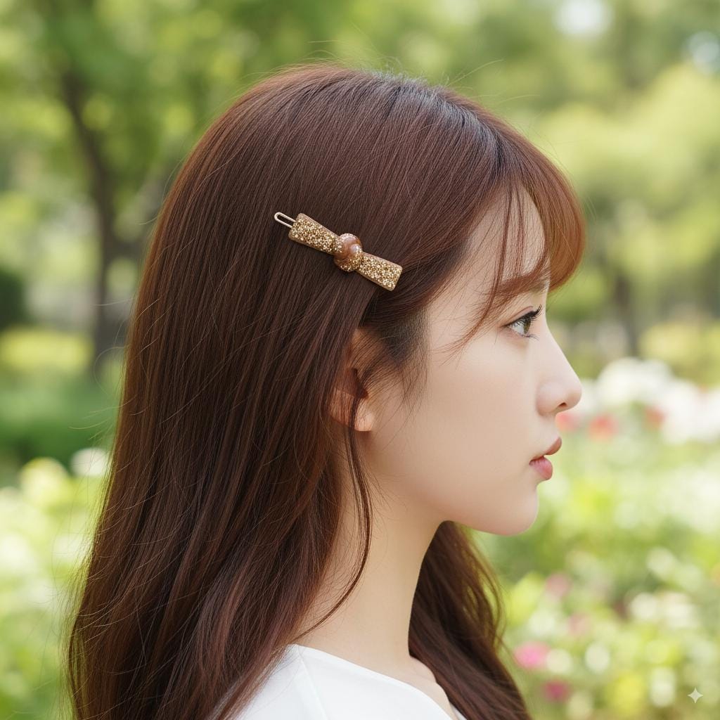 Cubic Stone Straight Knot Bobby Pin (2.0 Inch) / Tortoise Marble French Hair Pin Clip / Hair Accessory for Woman / Bow Barrette