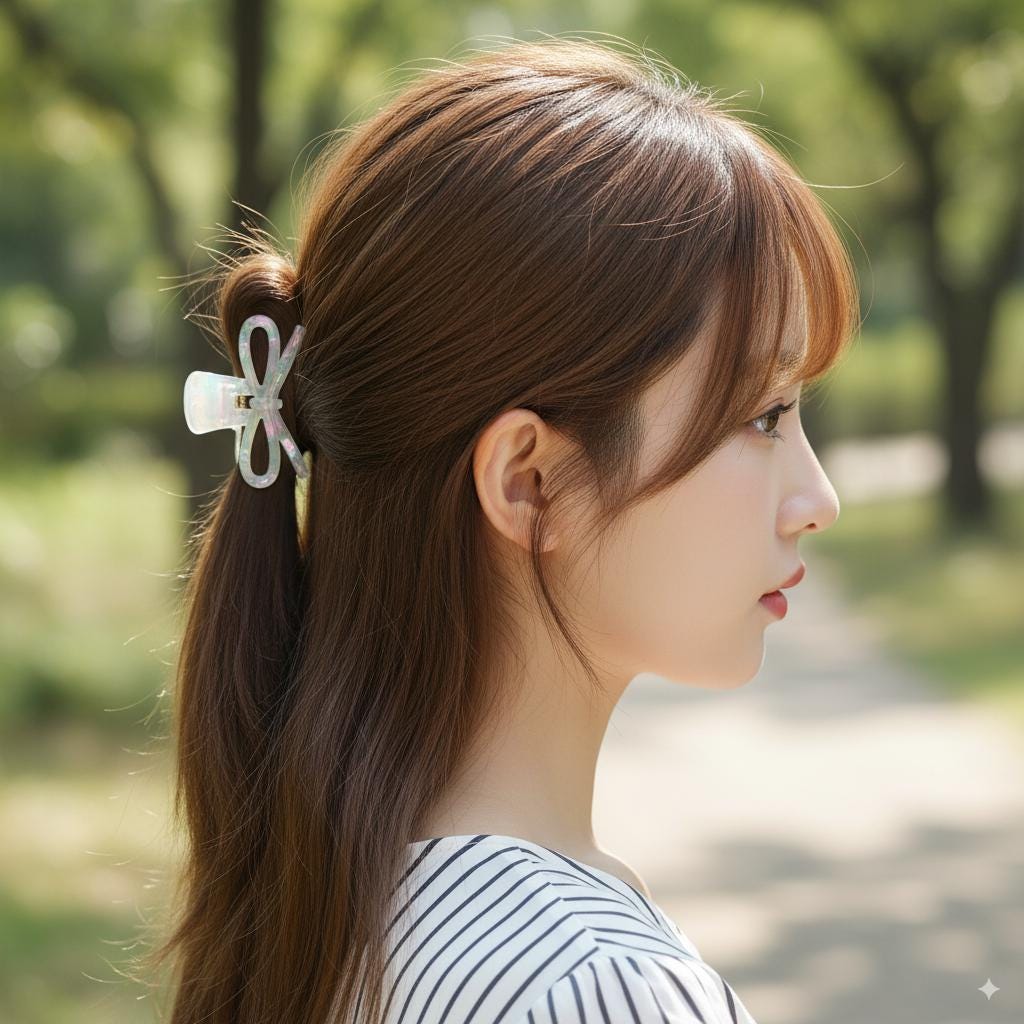 Leopard Gift Ribbon Small Point Half-Tie Hair Clip (2.4 Inch) / Cute Tortoise Shell French Hair Pin / Small Hair Clips