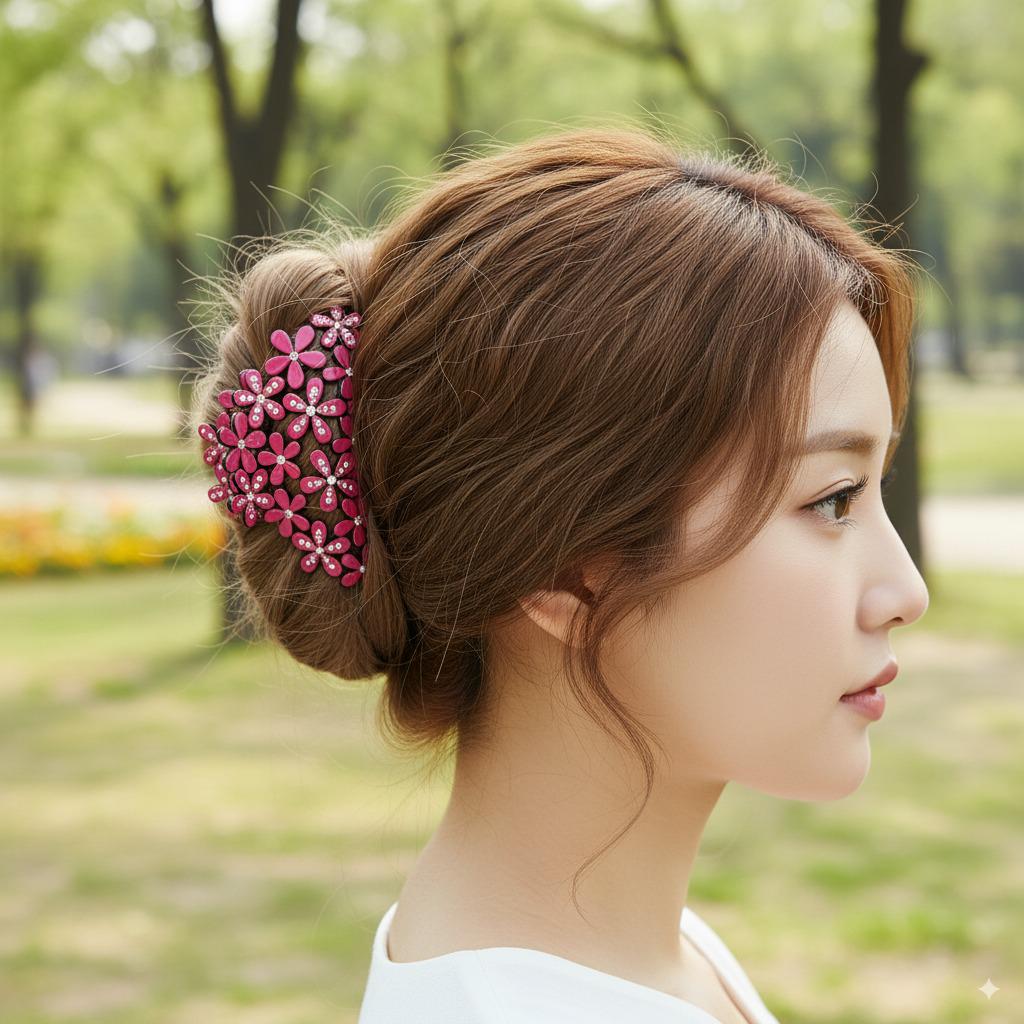 Pastel Color Glittering Blossom Large Hair Clip / Luxurious Grand French Hair Pin / Flower Hair Clip for Woman