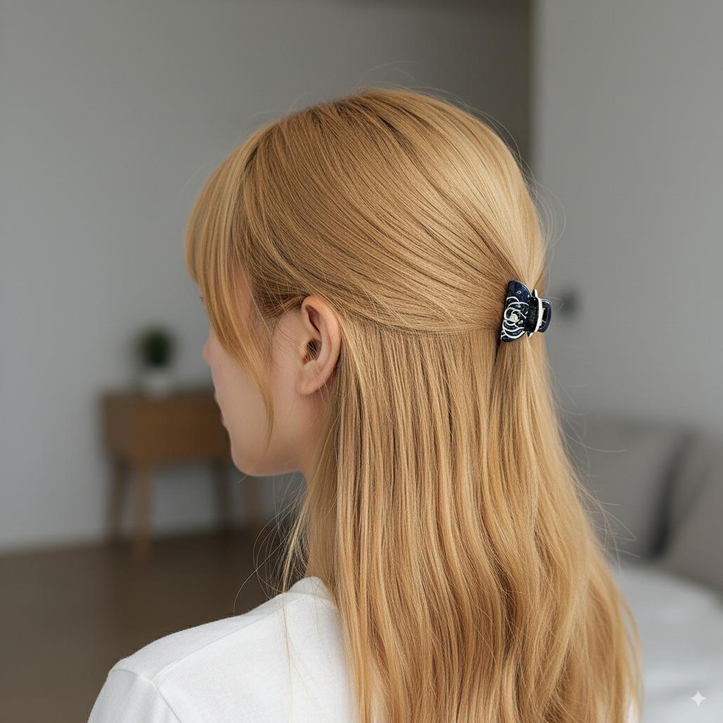 Camellia Flower Hair Clips (1.0 Inch) / Mini French Hair Pin / Small Floral Hair Clip / Hair Barrette for Woman