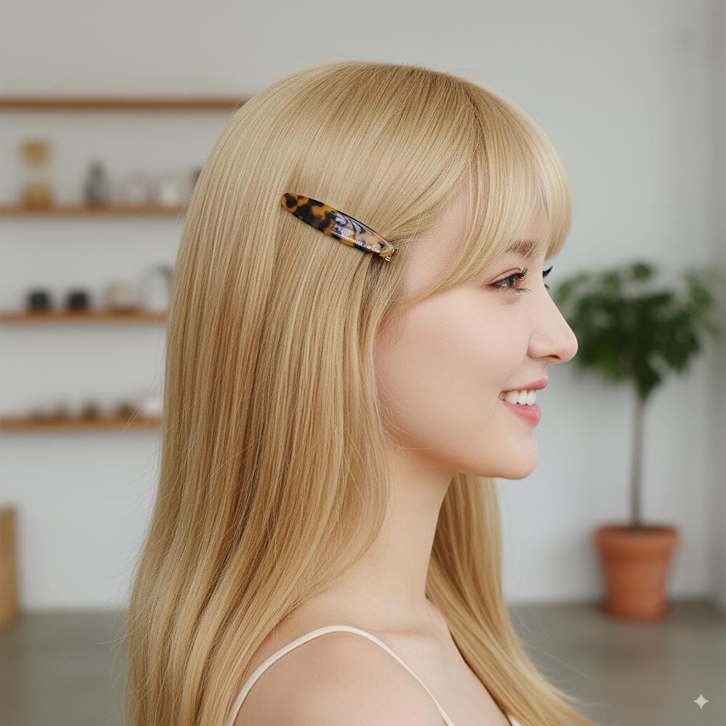 Tortoise Shell Leopard Simple Round Mini Hair Clip (2.6 Inch) / Cute French Hair Pin / Hair Accessory for Woman