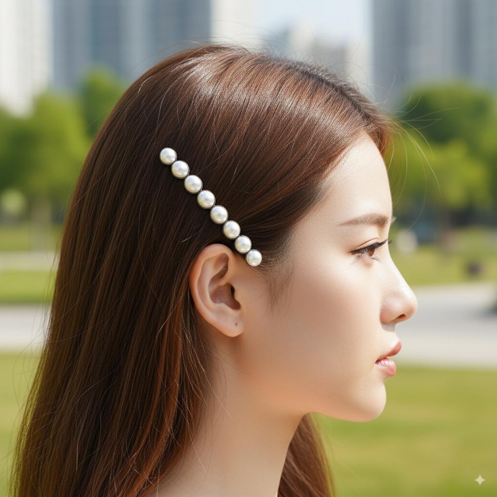 Oval Formica Hair Barrette (3.2 Inch) / Diamond Cut Formica Stone Decorated Barrette / Hair Accessory for Woman / Automatic Hair Pin