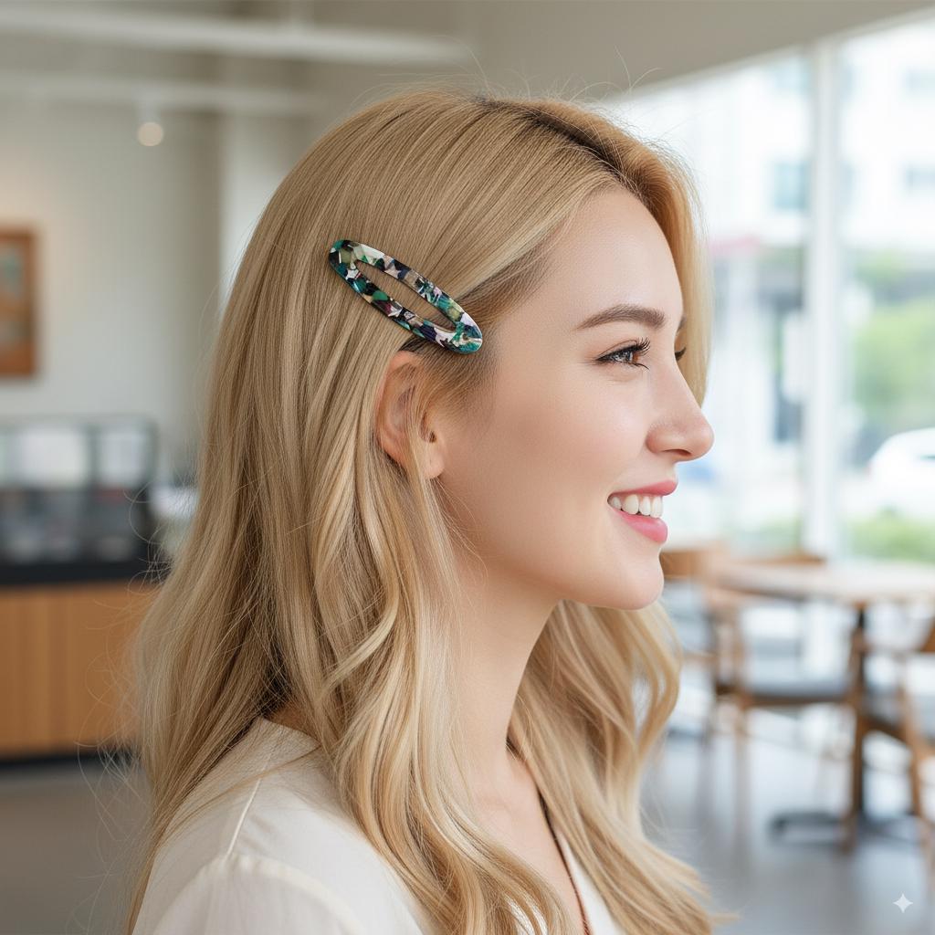 Tortoise Shell Aurora Long Oval Snap Clip (3.3 Inch) / French Hairgrip Barrette / French Hair Pin / Tic Tac Hair Clip Pin