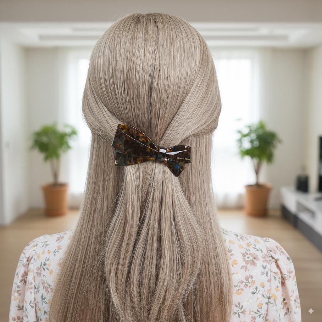 New Color Big Ribbon Hair Barrette (4.1 Inch) / Elegance French Hair Pin / Automatic Hair Clip