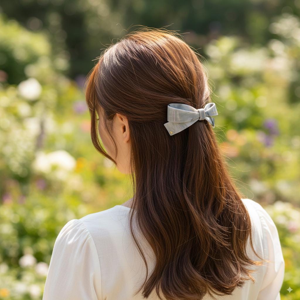 New Color Big Ribbon Hair Barrette (4.1 Inch) / Elegance French Hair Pin / Automatic Hair Clip