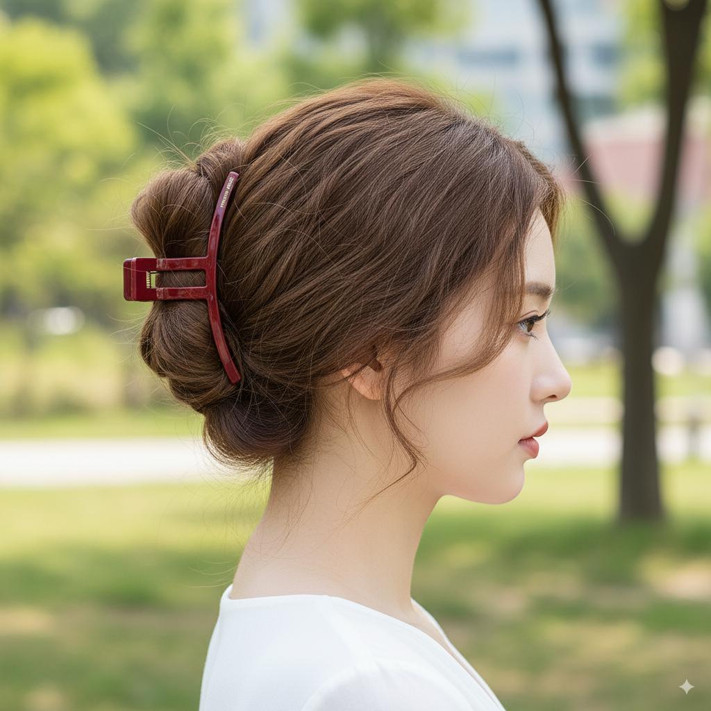 Rectangular Curve Straight Hair Claw Clip (4.8 Inch) / Elegance French Hair Pin / Hair Barrette for Woman