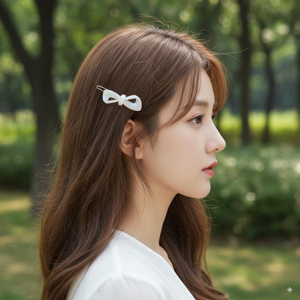 Cute Mini Ribbon Bobby Pin (2.0 Inch) / Tortoise Shell French Hair Pin Clip / Bow Barrette