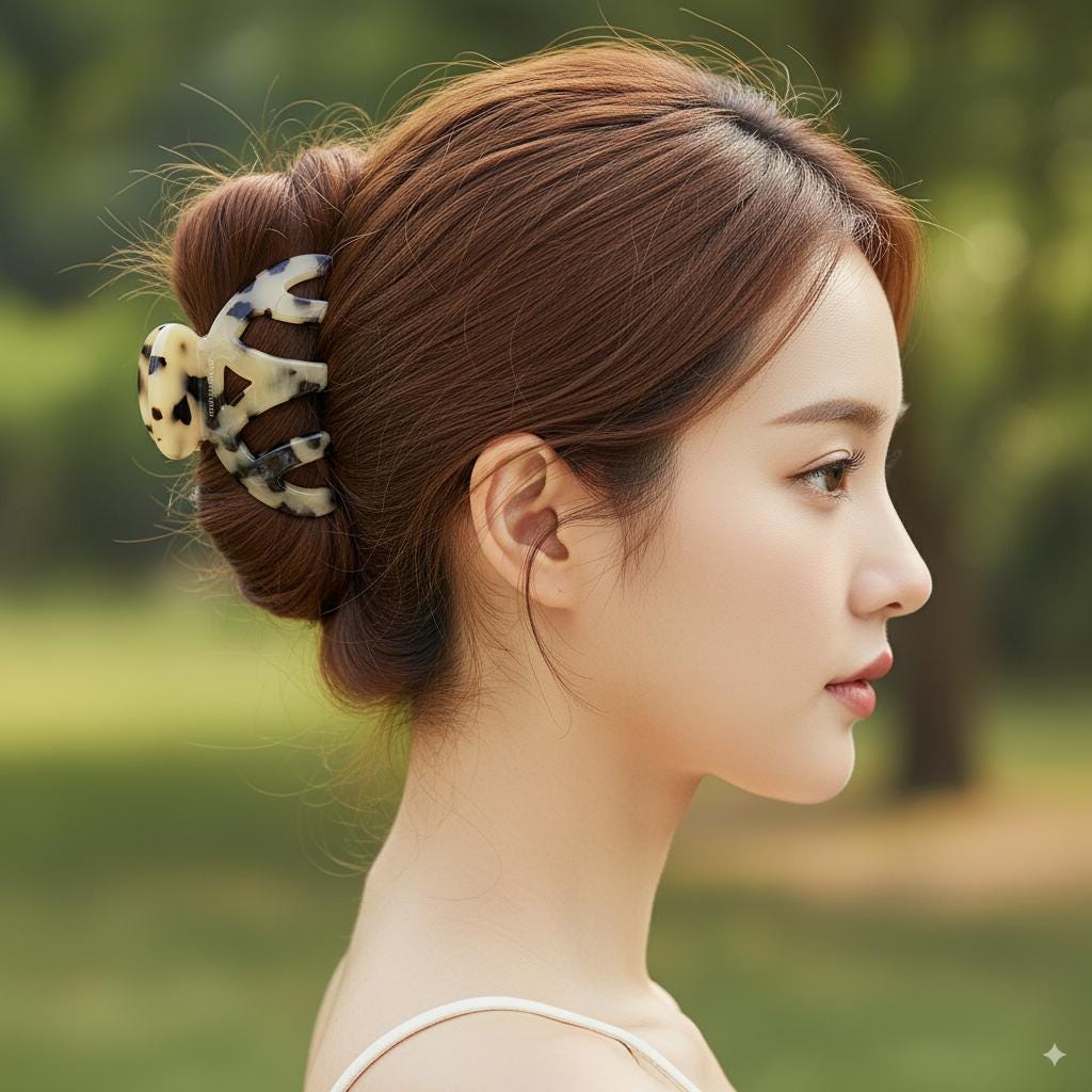 Medium Crescent Bridge Half-Updo Hair Claw Clip (3.1 Inch) / Hair Barrette for Woman