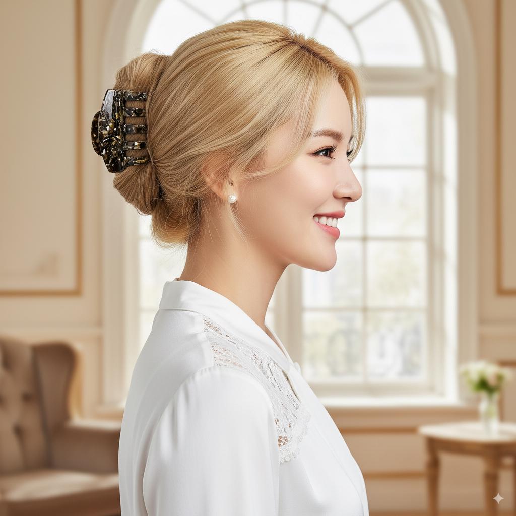Curve Bella Half Updo Hair Claw (3.0 Inch) / Elegance French Hair Pin / Hair Barrette for Woman