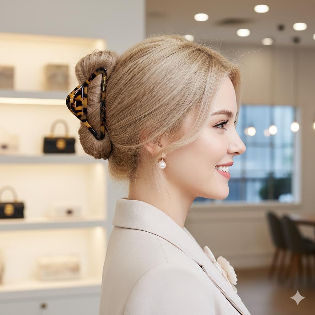 Triangle Frame Light Large Hair Claw Clip (4.0 Inch) / Luxurious French Hair Pin / Hair Barrette for Woman