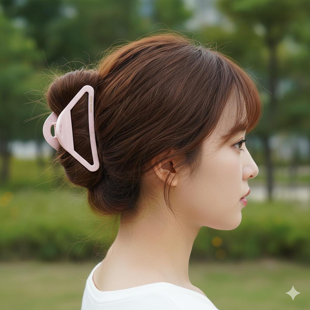 Triangle Frame Light Large Hair Claw Clip (4.0 Inch) / Luxurious French Hair Pin / Hair Barrette for Woman