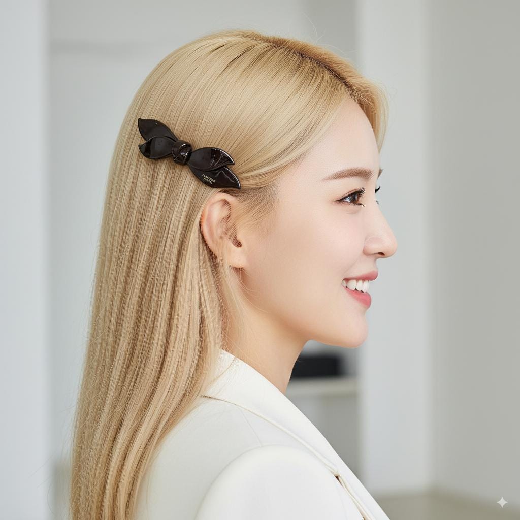 Pure Color Double Wave Ribbon Side Hair Bobby Pin (3.7 Inch) / Tortoise Shell French Hair Pin / Automatic Hair Clip