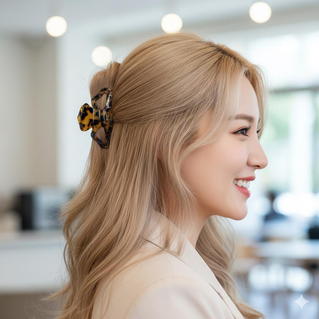 Leopard Pure Color Medium Hair Claw Clip (3.1 Inch) / Tortoise Shell French Hair Pin / Hair Barrette for Woman