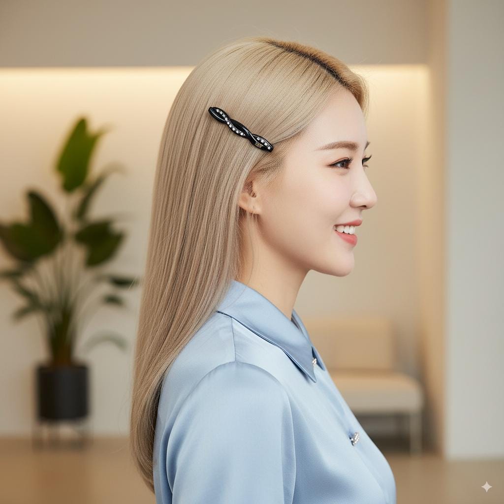 Pure Twisted Cubic Line Hair Barrette (2.6 Inch) / Cute French Hair Pin / Automatic Hair Clip