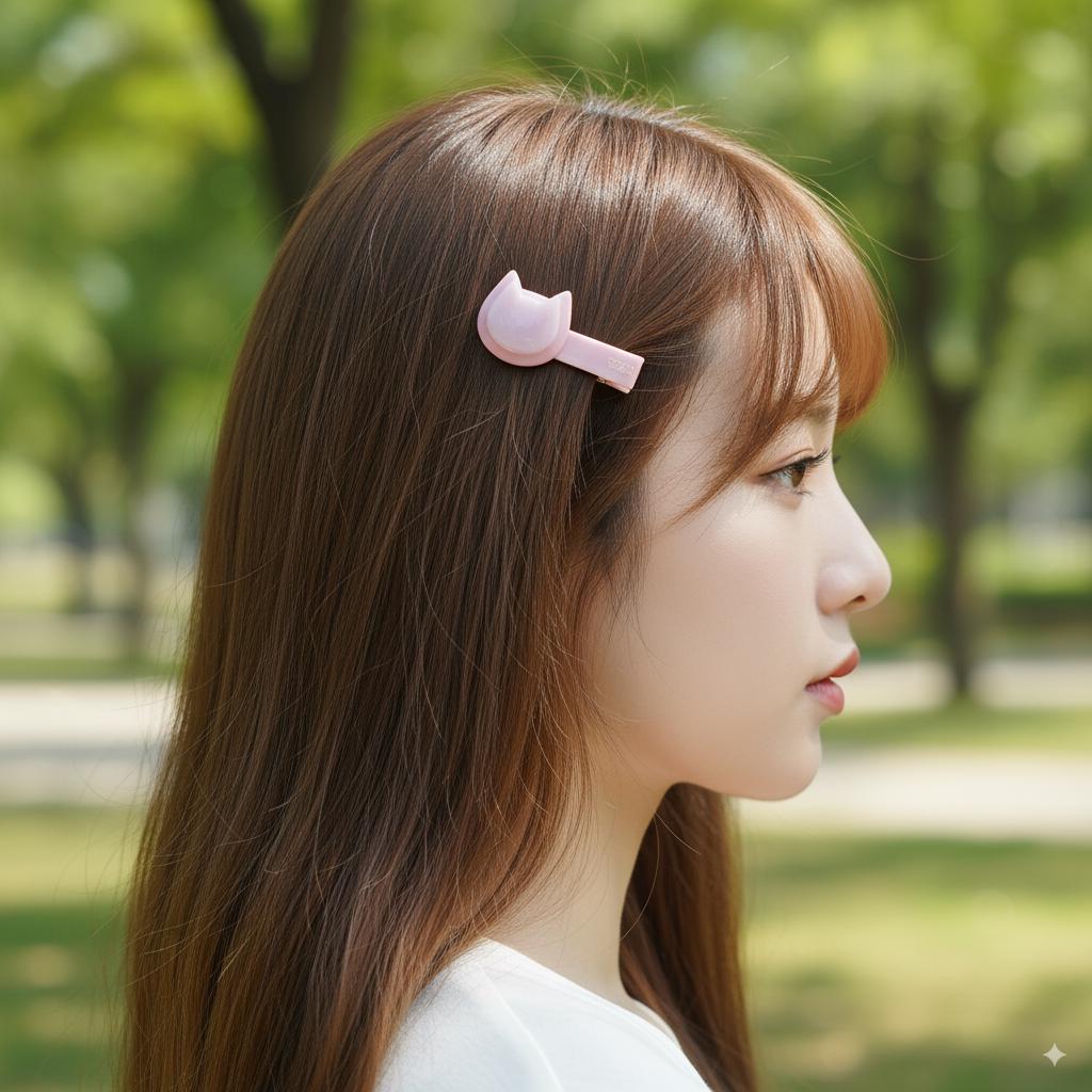 Convex Simple Cat Mini Hair Claw Clip (1.9 Inch) / Alligator Hair Clip for Woman / French Barrette for Girls