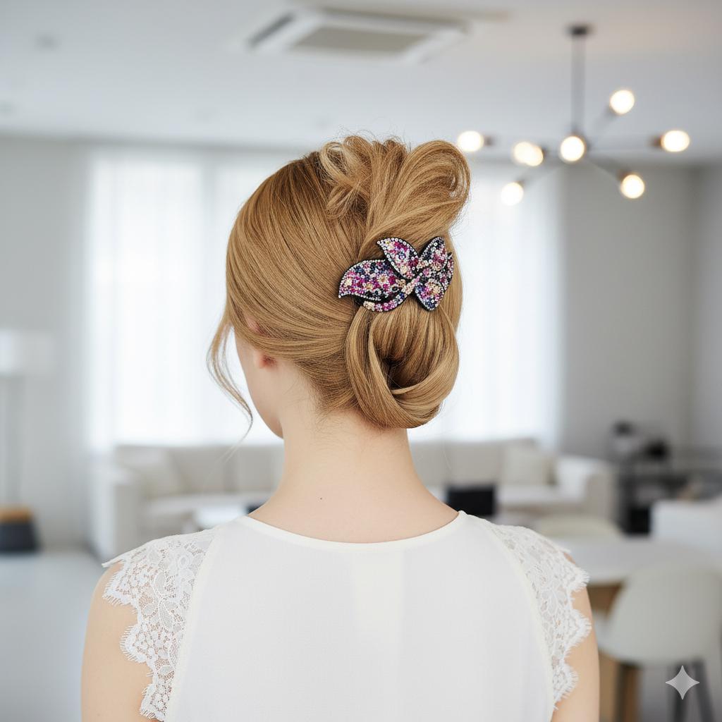 Gorgeous Big Crystal Hair Barrette (4.1 Inch) / Luxurious French Hair Pin / Automatic Hair Clip